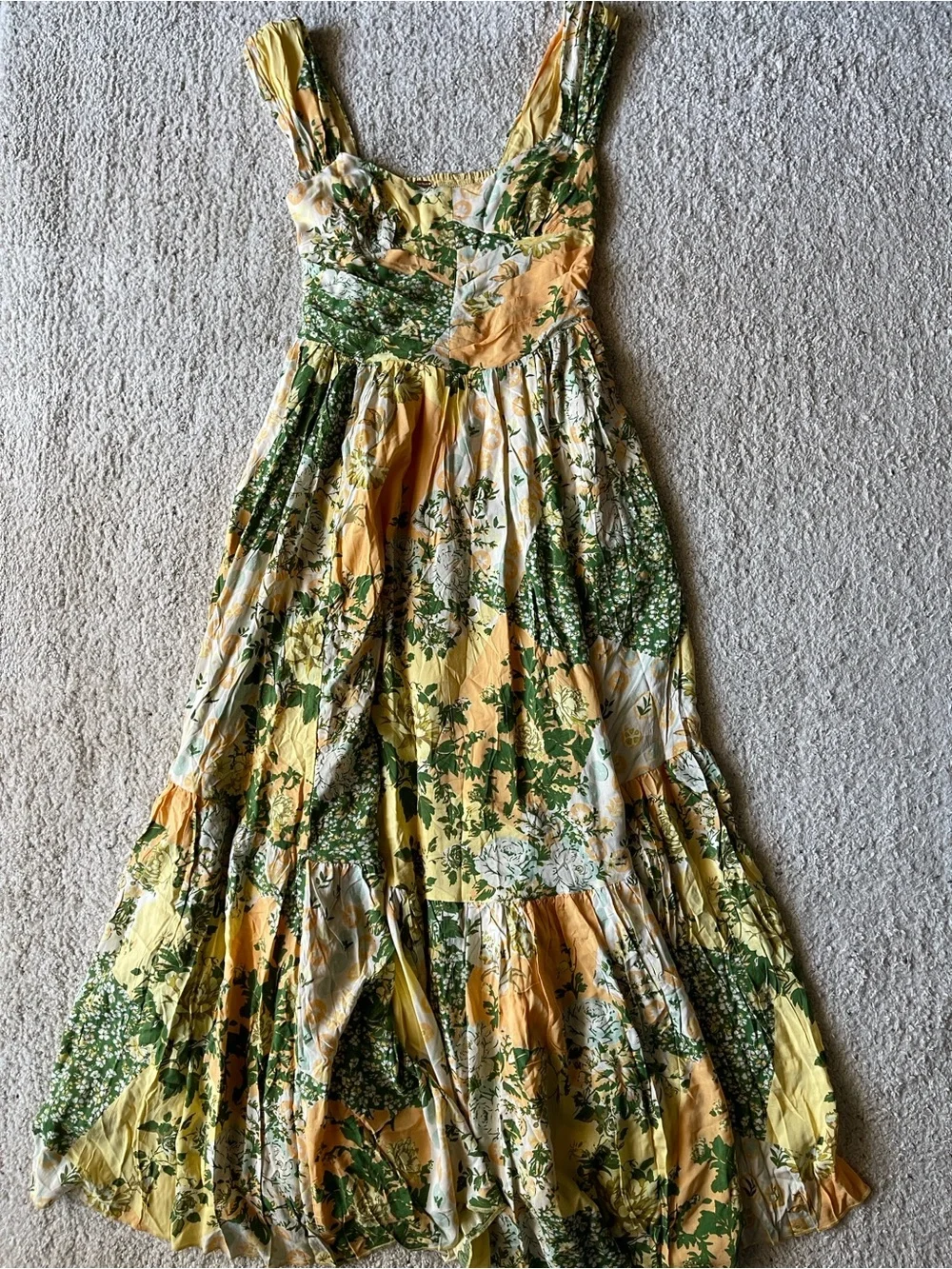 SOLD Free People Yellow and Green Floral Maxi Dress